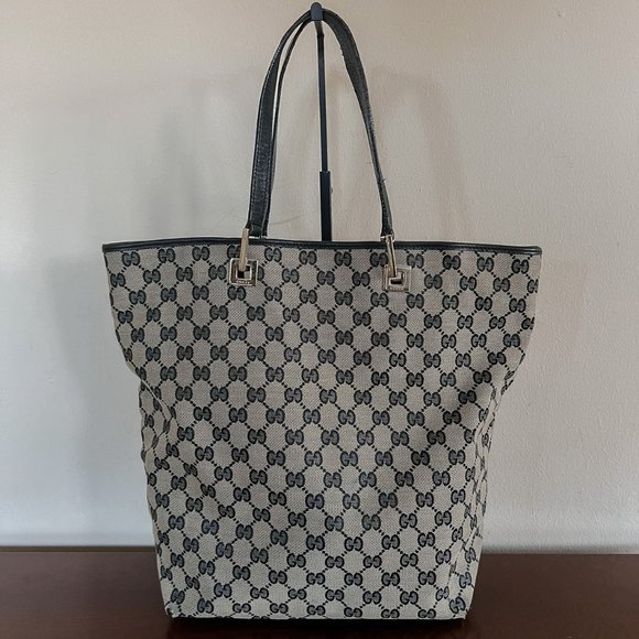 Gucci GG Canvas Bucket Tote Vintage Large Grey/Black